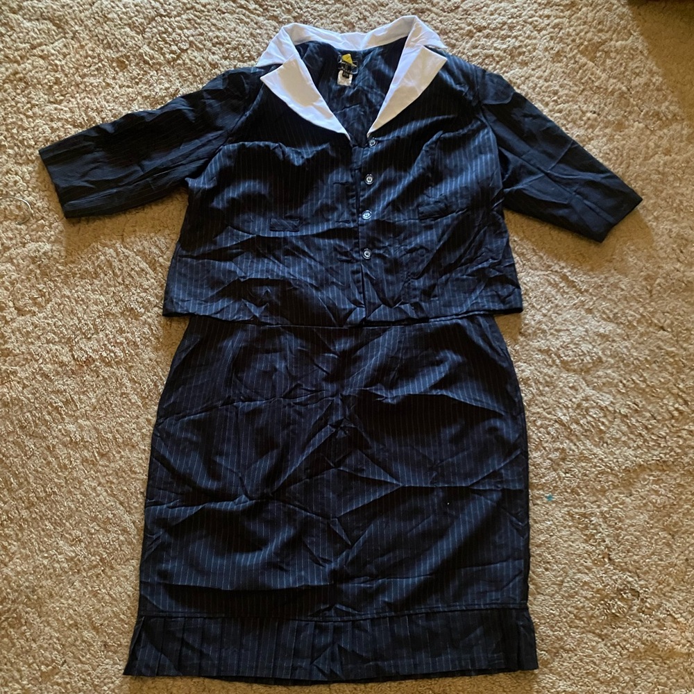 Sweet Size 24W Striped Black Business Suit Jacket & Skirt